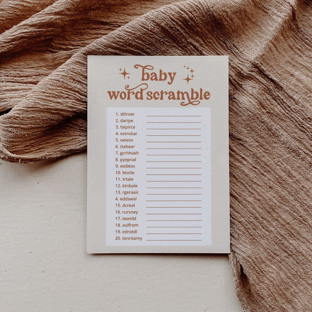 Baby Shower Game Baby Word Scramble - SincerelyByNicole