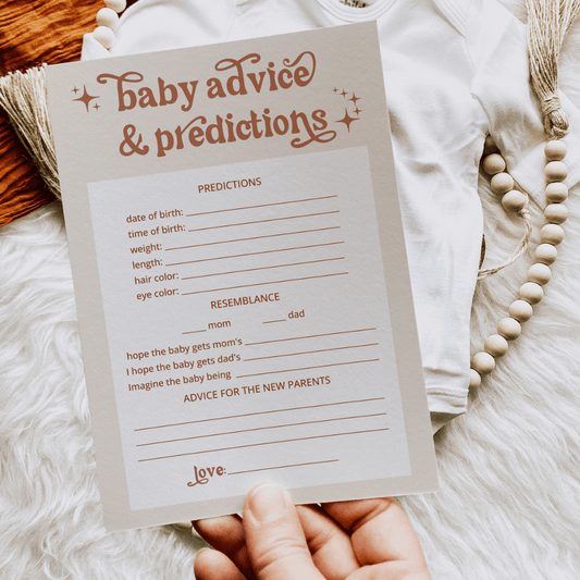 Boho Baby Shower Baby Advice and Predictions Game Card - SincerelyByNicole