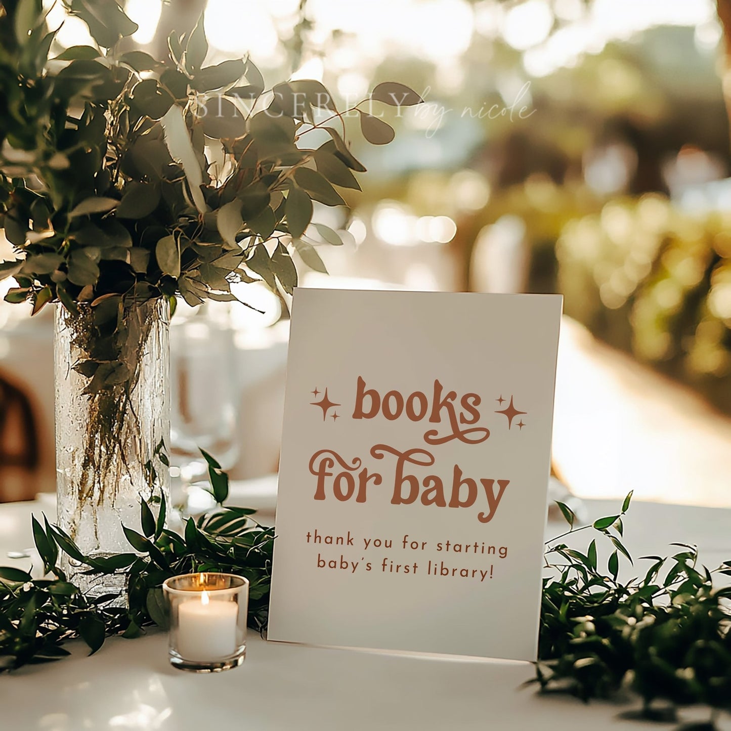 Boho Baby Shower Books For Baby Sign and Cards - SincerelyByNicole