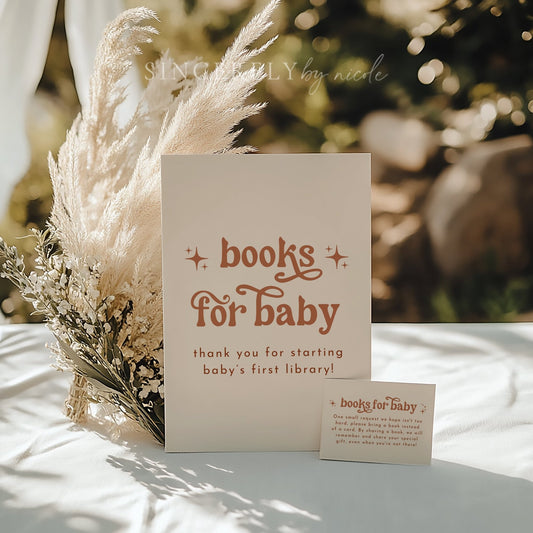 Boho Baby Shower Books For Baby Sign and Cards - SincerelyByNicole