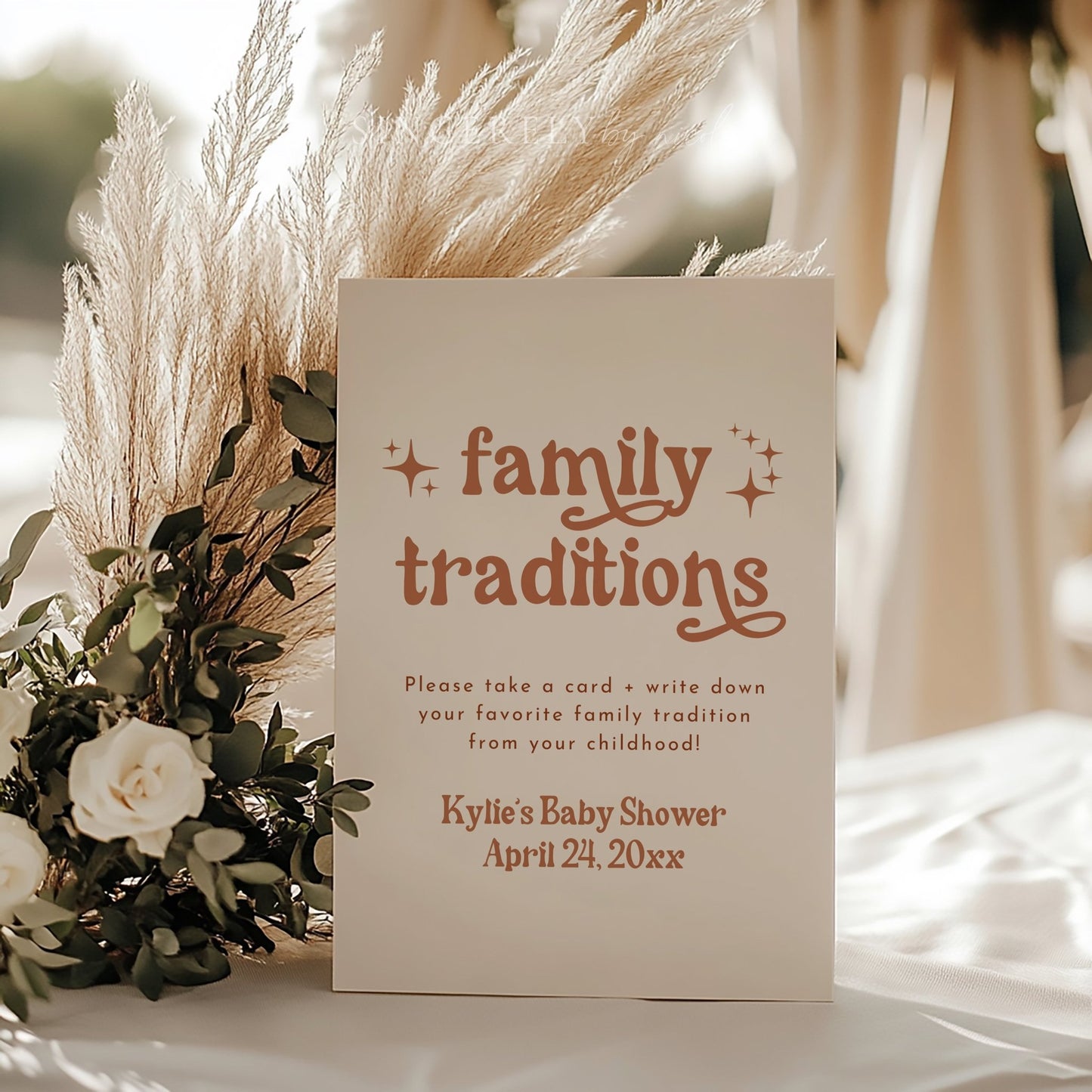 Boho Baby Shower Family Traditions Sign and Card - SincerelyByNicole