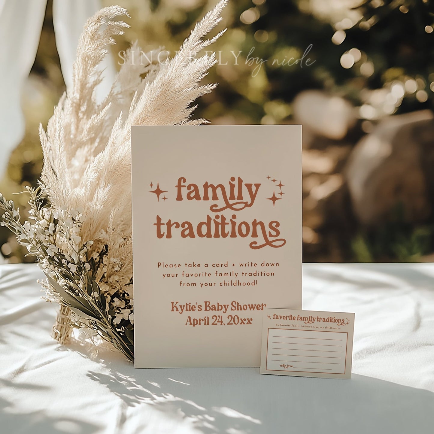 Boho Baby Shower Family Traditions Sign and Card - SincerelyByNicole