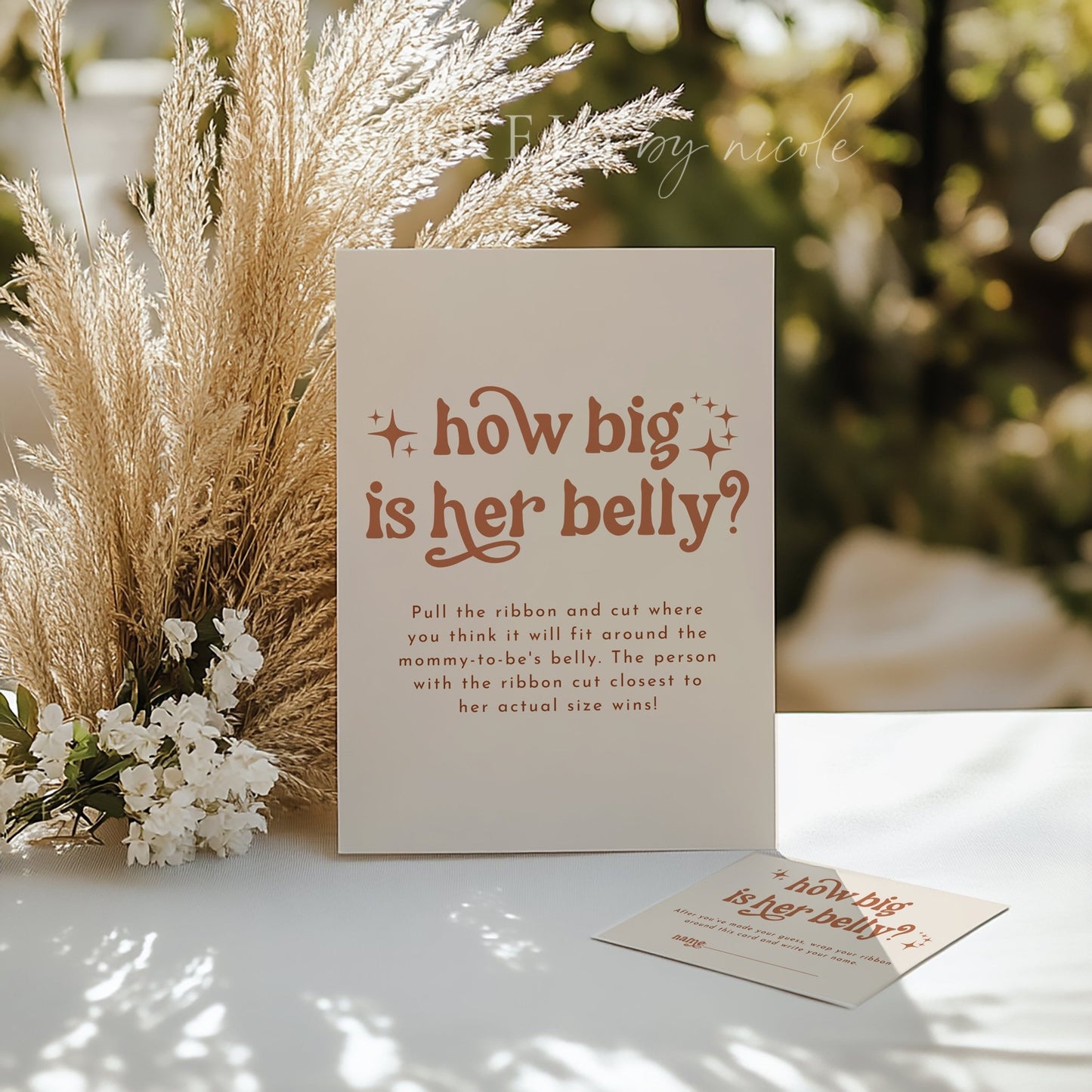 Boho Baby Shower How Big Is Mommy's Belly Game - SincerelyByNicole
