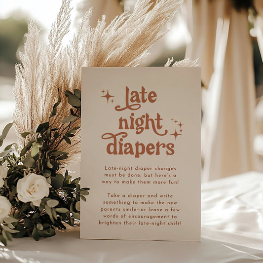 Boho Baby Shower Late Night Diapers Game - SincerelyByNicole