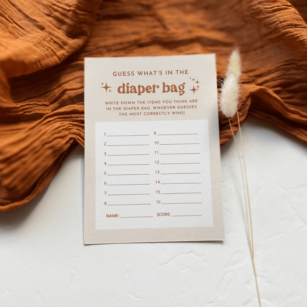 Boho Baby Shower What's In The Diaper Bag Game - SincerelyByNicole