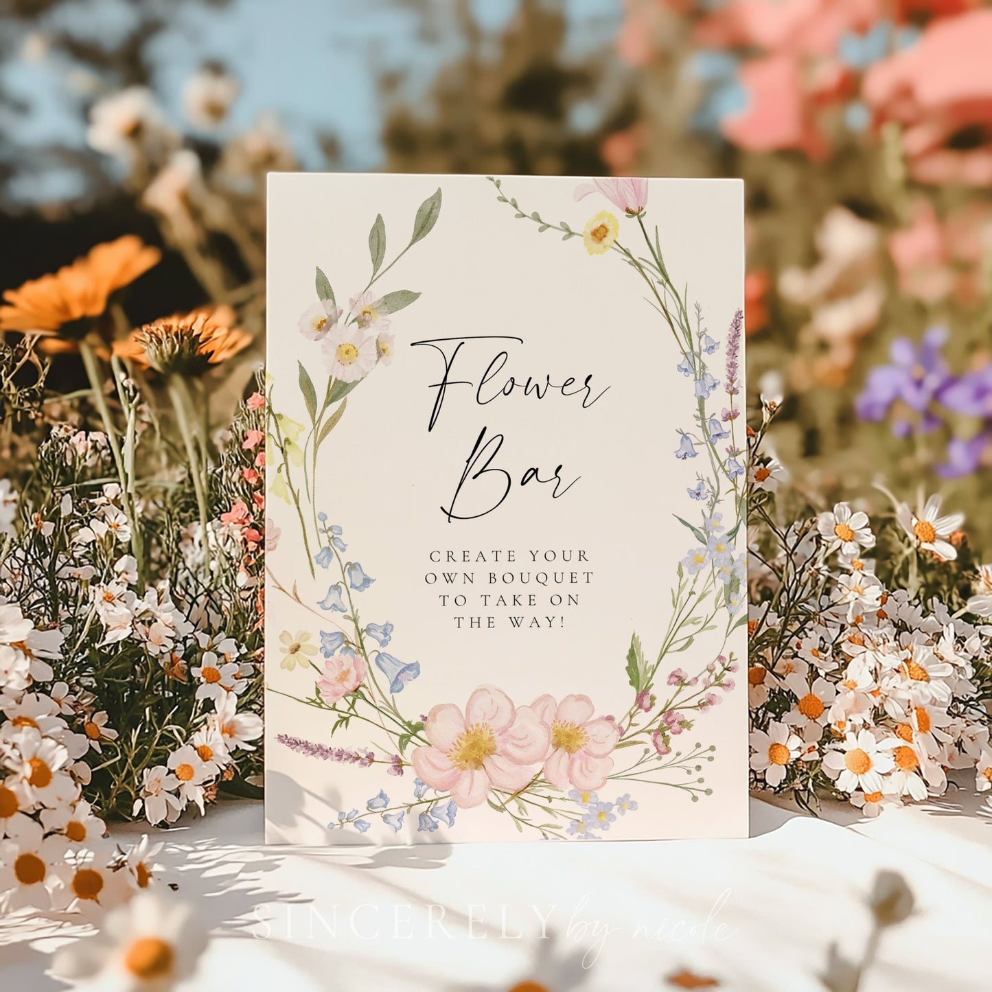 Bridal Shower Flower Bar Sign - SincerelyByNicole