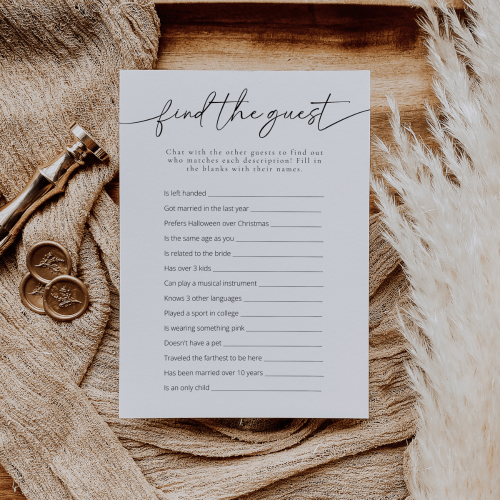 Bridal Shower Game Find The Guest - SincerelyByNicole