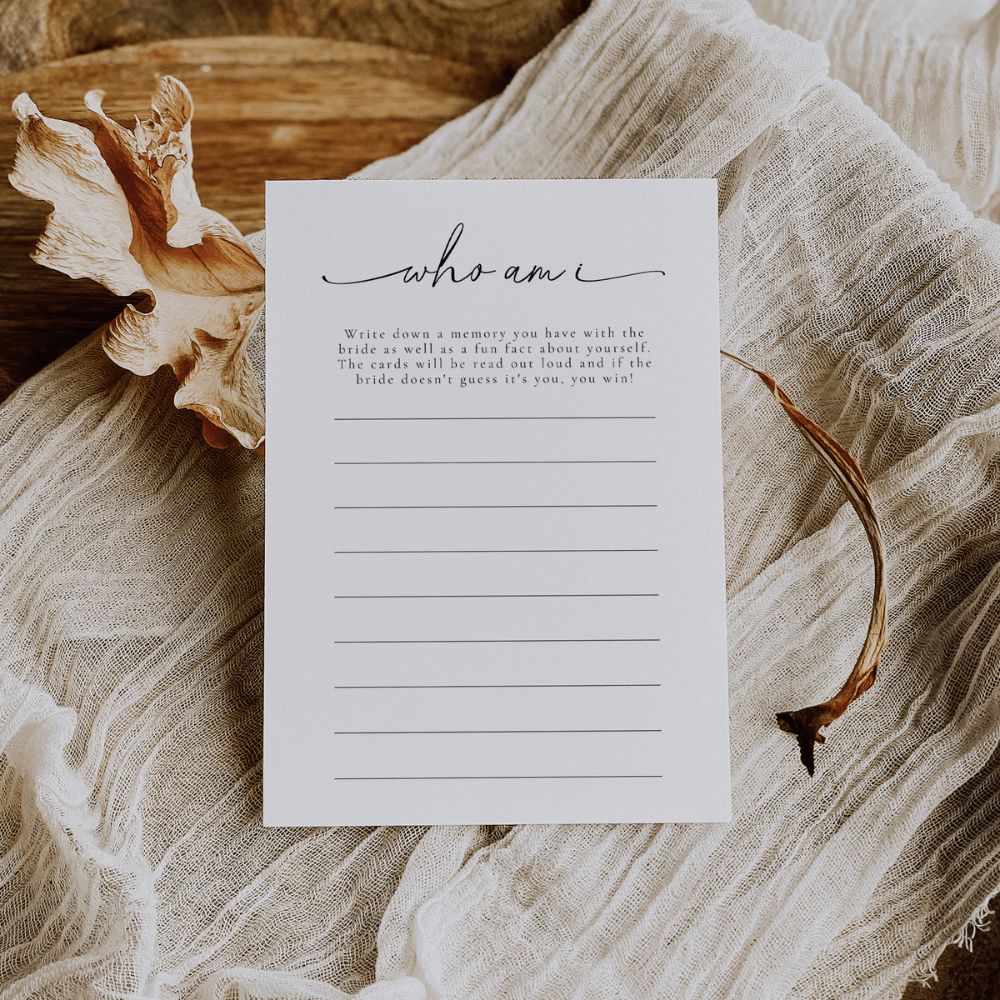 Bridal Shower Game Who Am I - SincerelyByNicole