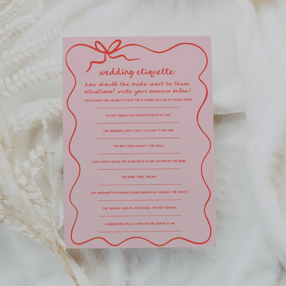 Bridal Shower Wedding Etiquette Game - SincerelyByNicole