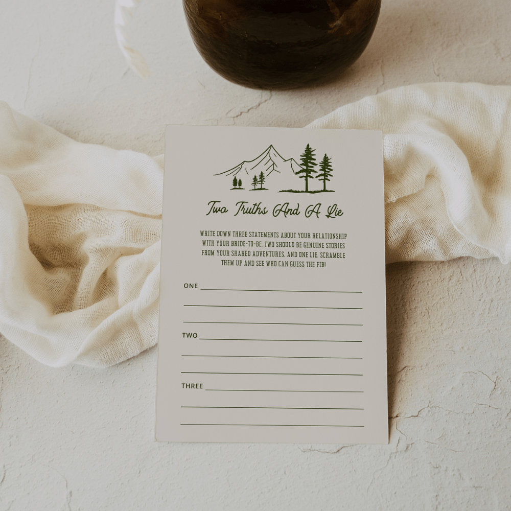 Camp Bachelorette Two Truths and a Lie Fun Bachelorette Party Game - SincerelyByNicole