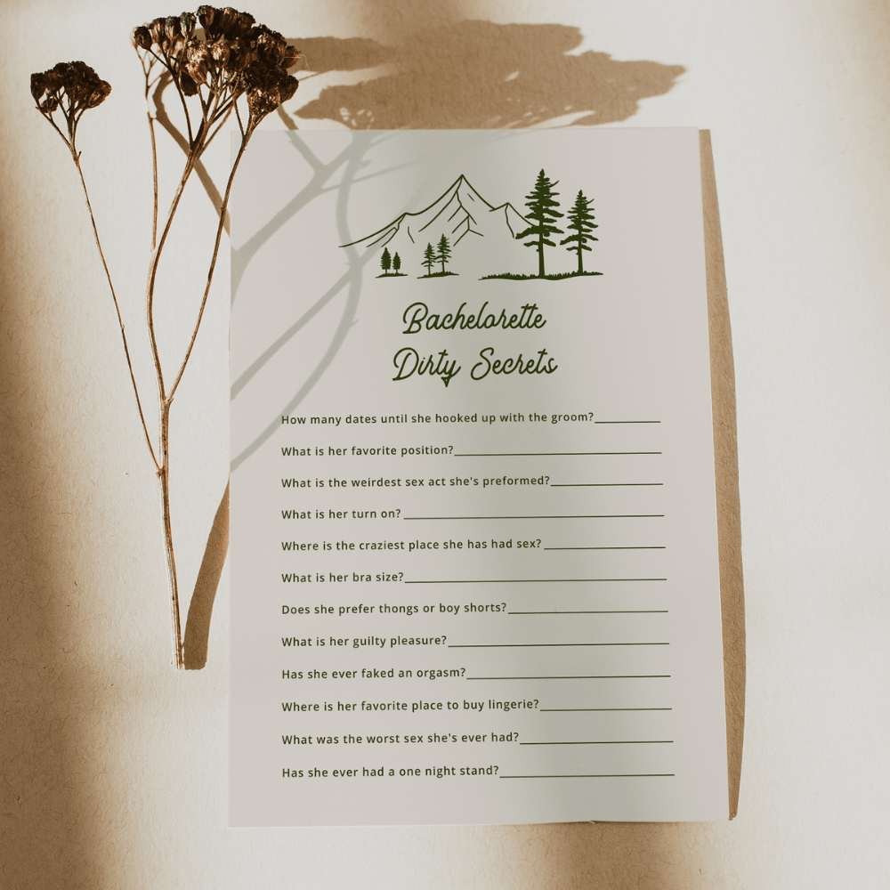 Camp Themed Bachelorette Dirty Little Secrets Game - SincerelyByNicole