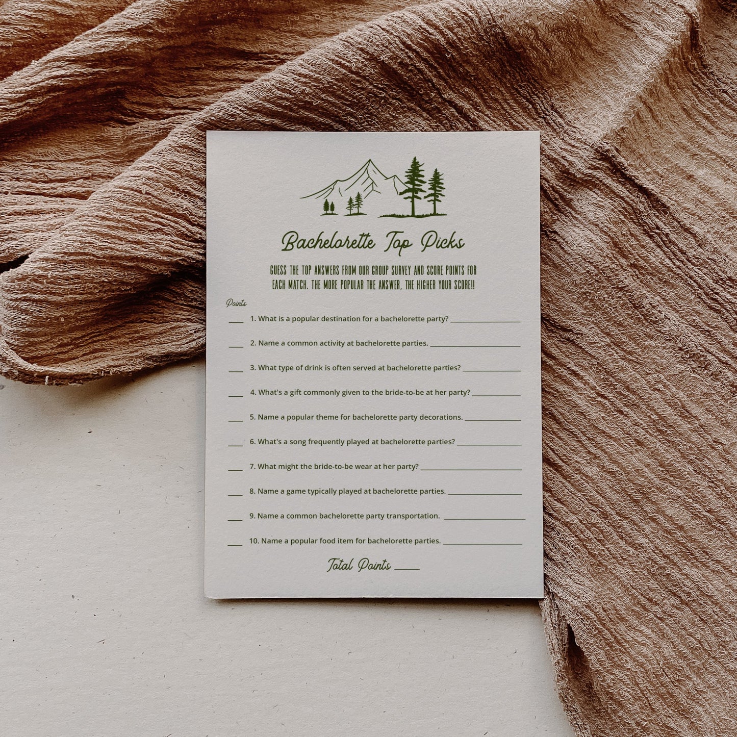 Camp Themed Bachelorette Party Game "Bachelorette Top Picks" - SincerelyByNicole