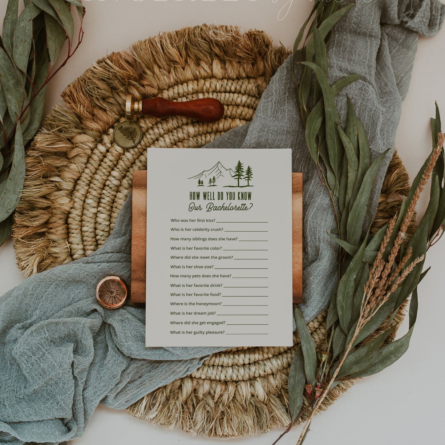 Camp Themed Bachelorette Party How Well Do You Know The Bachelorette Game Card - SincerelyByNicole