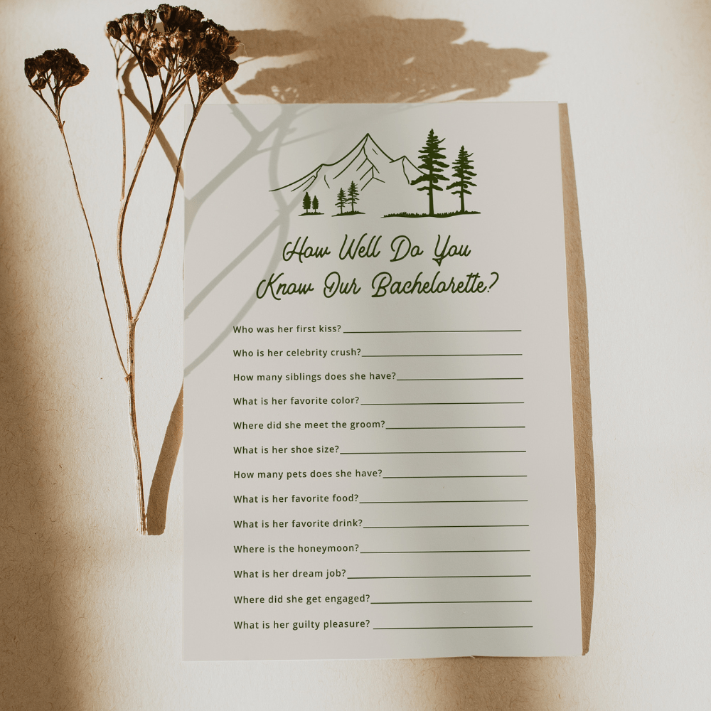 Camp Themed How Well Do You Know The Bride Bachelorette Bridal Shower Game - SincerelyByNicole