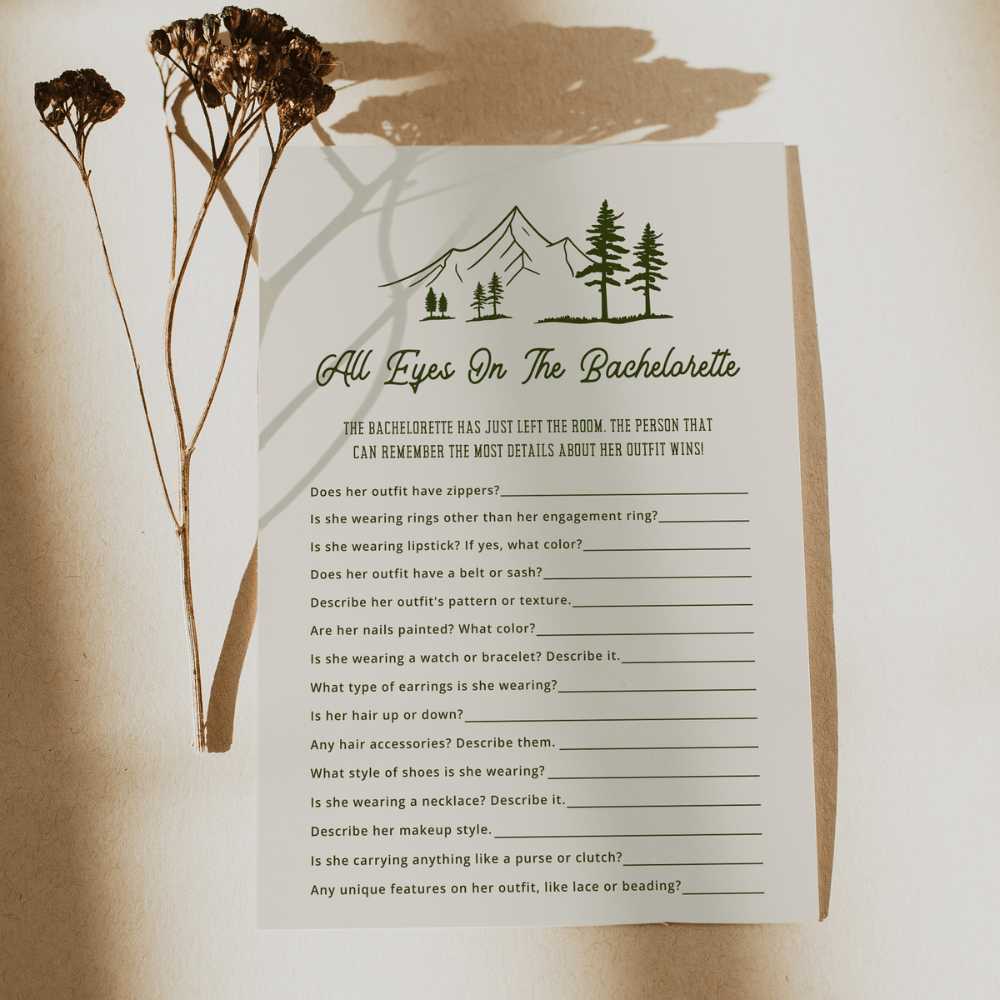 Camping Bachelorette All Eyes On The Bachelorette or Bride Game - SincerelyByNicole