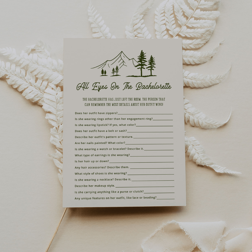 Camping Bachelorette All Eyes On The Bachelorette or Bride Game - SincerelyByNicole
