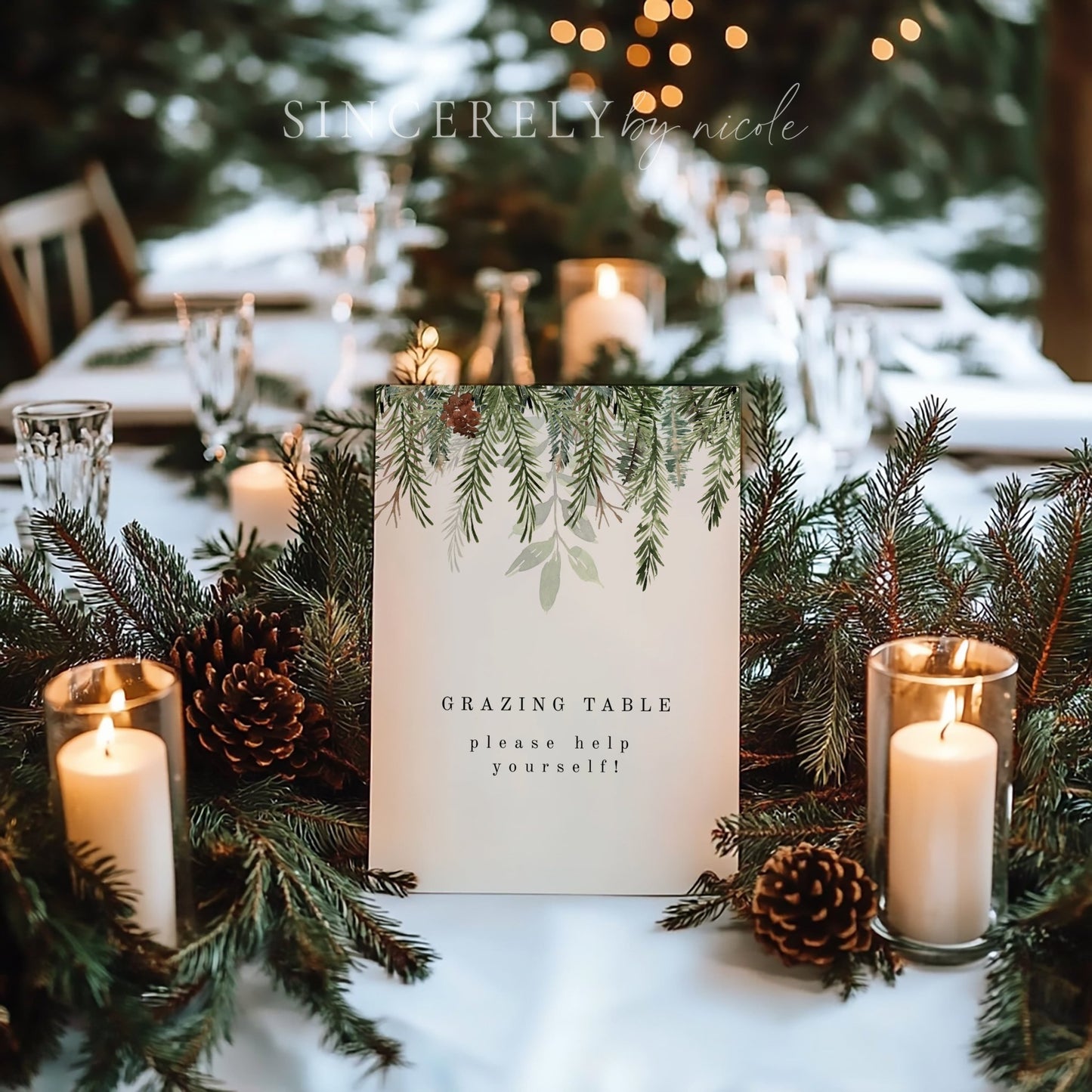 Christmas Party Grazing Table Sign Printed + Shipped or Canva Template - SincerelyByNicole