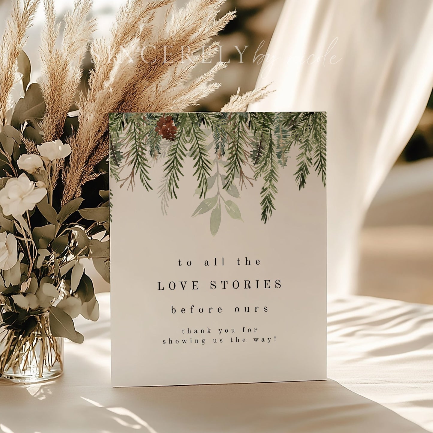 Christmas Wedding To All The Love Stories Generations Of Love Table Sign - SincerelyByNicole
