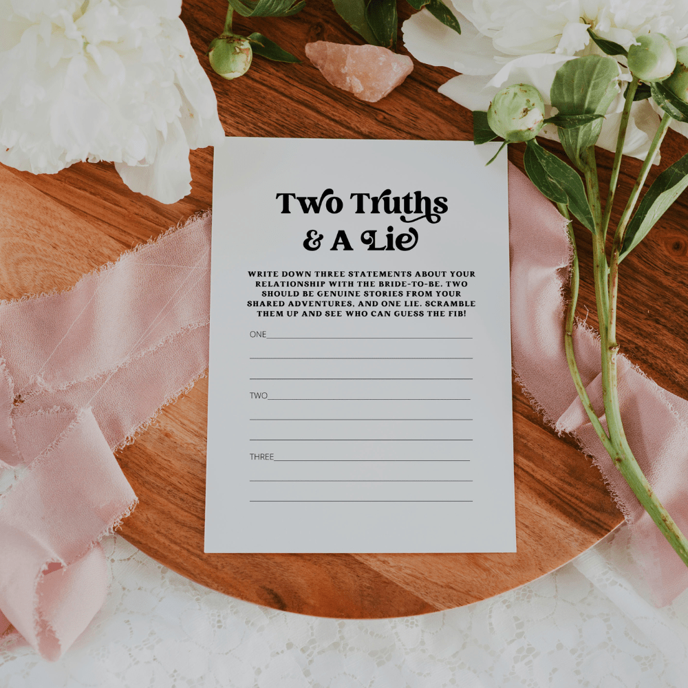 Disco Bachelorette Two Truths and a Lie Fun Bachelorette Party Game - SincerelyByNicole