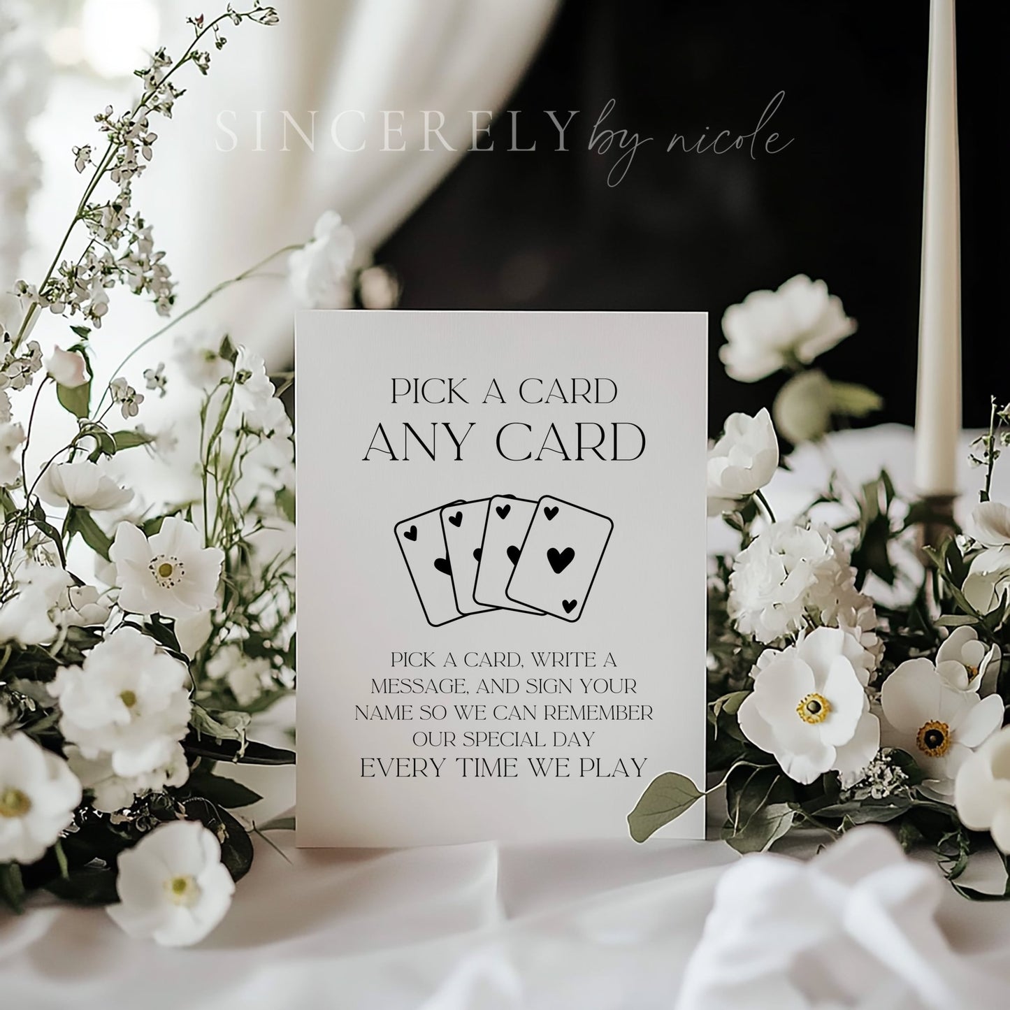 Elegant Boho Pick A Card Wedding Guestbook Sign - SincerelyByNicole