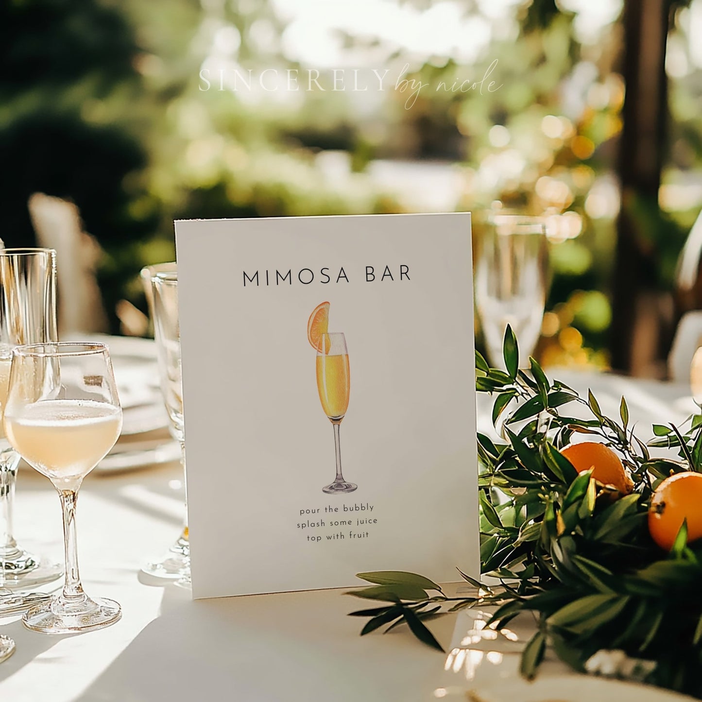 Elegant Bridal Shower Mimosa Bar Sign - SincerelyByNicole