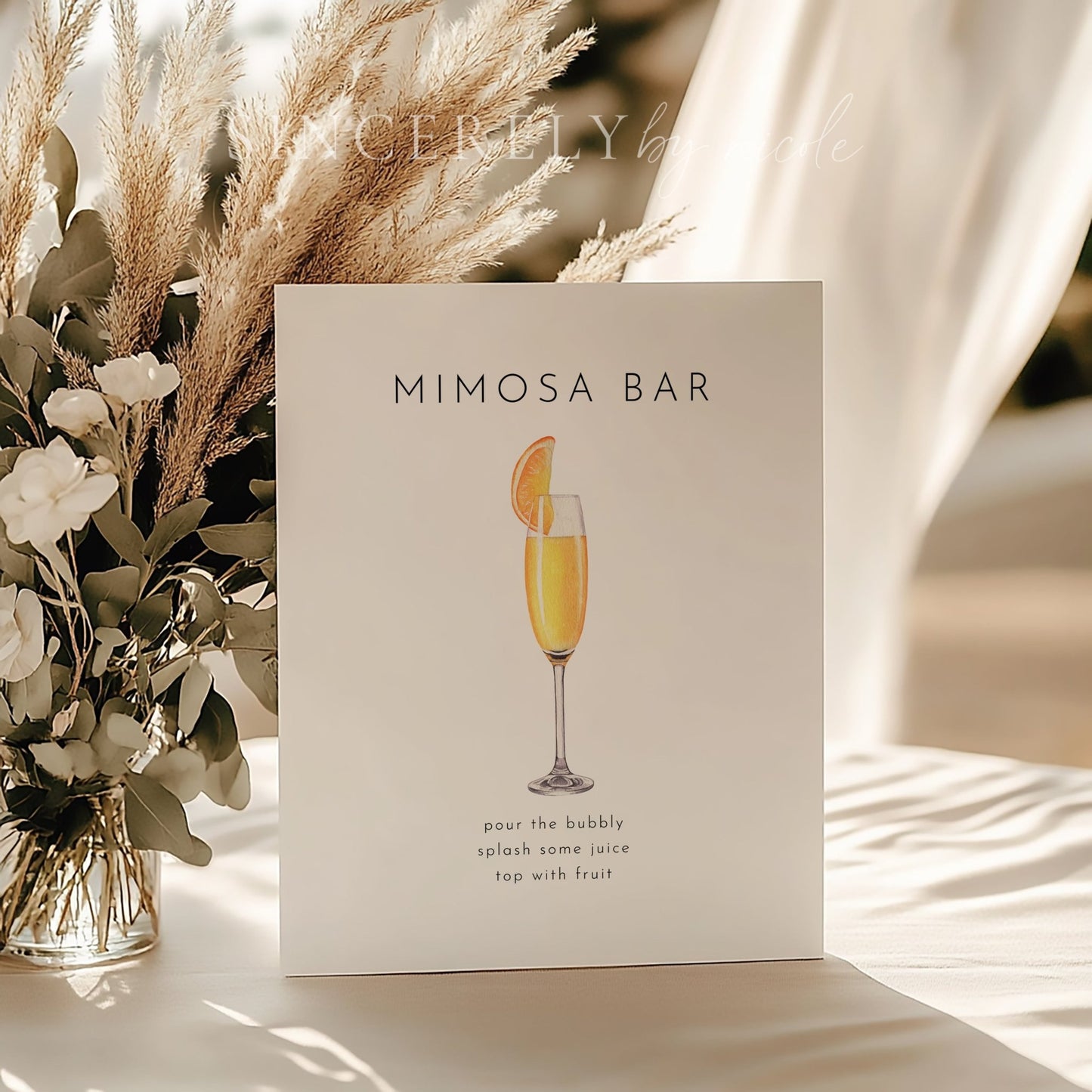 Elegant Bridal Shower Mimosa Bar Sign - SincerelyByNicole
