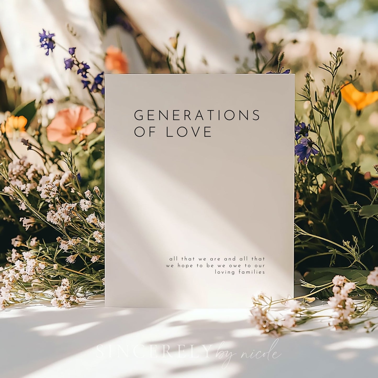 Elegant Modern Generations Of Love Wedding Sign - SincerelyByNicole