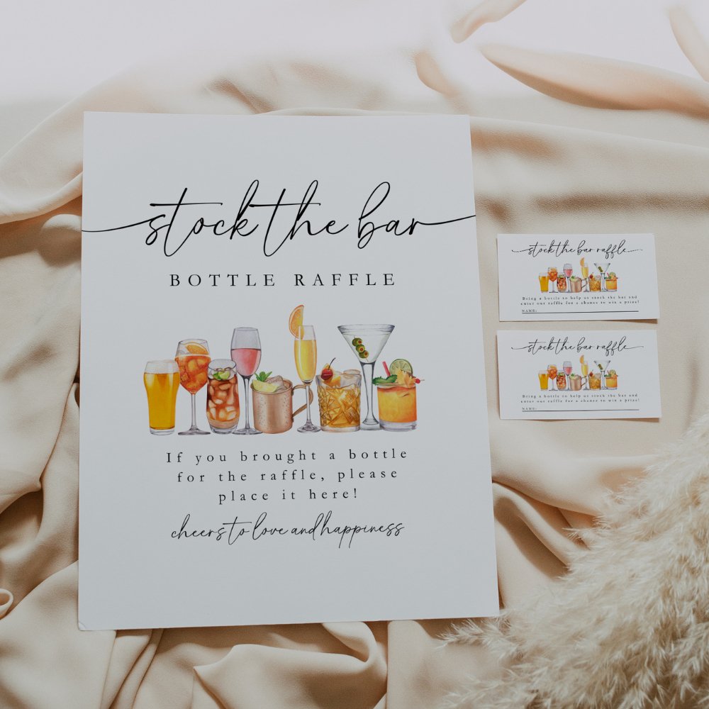 Elegant Stock The Bar Raffle Sign and Ticket Template OLIVIA - SincerelyByNicole