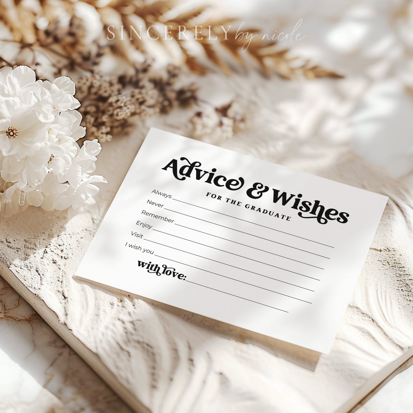 Graduate Advice and Wishes Cards Graduation Party Activity - SincerelyByNicole