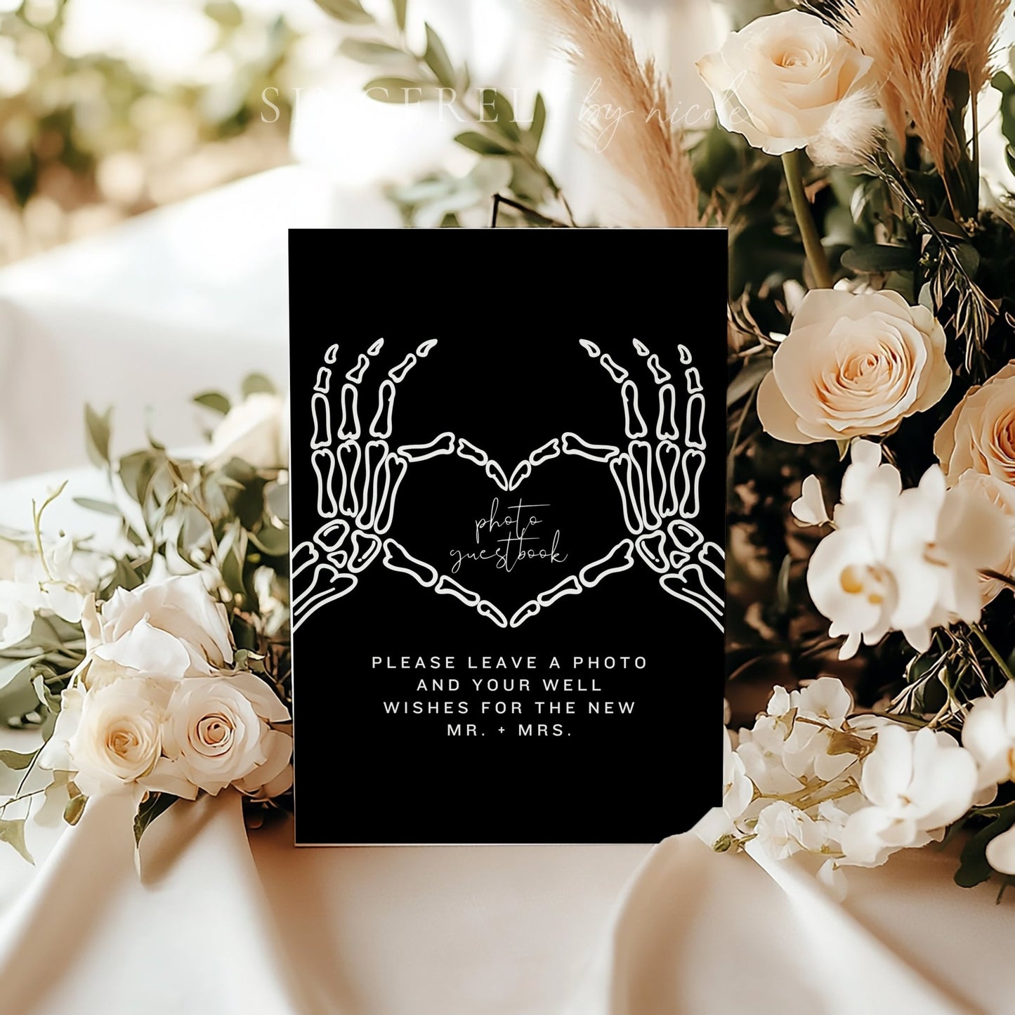 Halloween Wedding Photo Guestbook Tabletop Sign Printed + Shipped or Canva Template - SincerelyByNicole