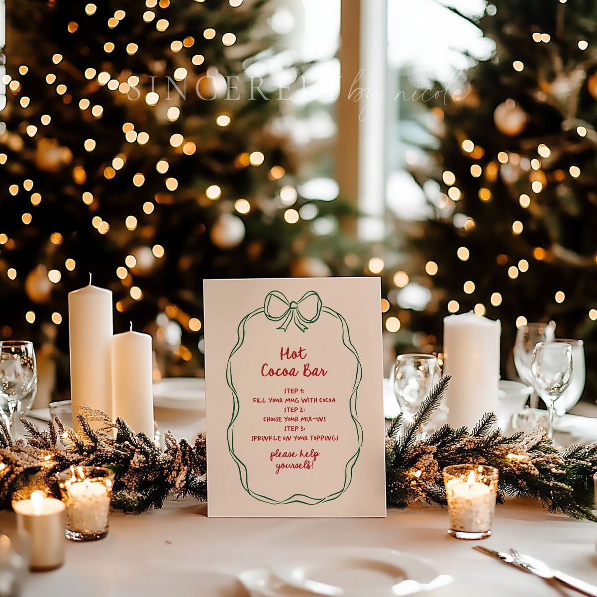 Hand Drawn Hot Cocoa Bar Holiday Party Sign - SincerelyByNicole