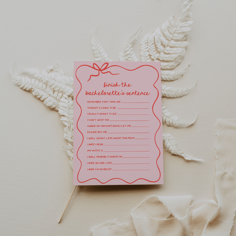 Hand Written Illustrated Finish The Bachelorette's Sentence Game - SincerelyByNicole