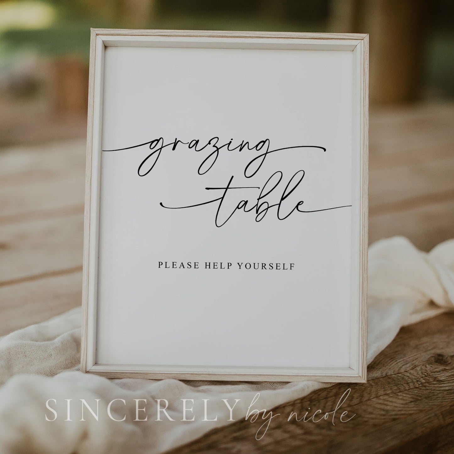 Minimalist Elegant Bridal Shower Grazing Table Sign - SincerelyByNicole