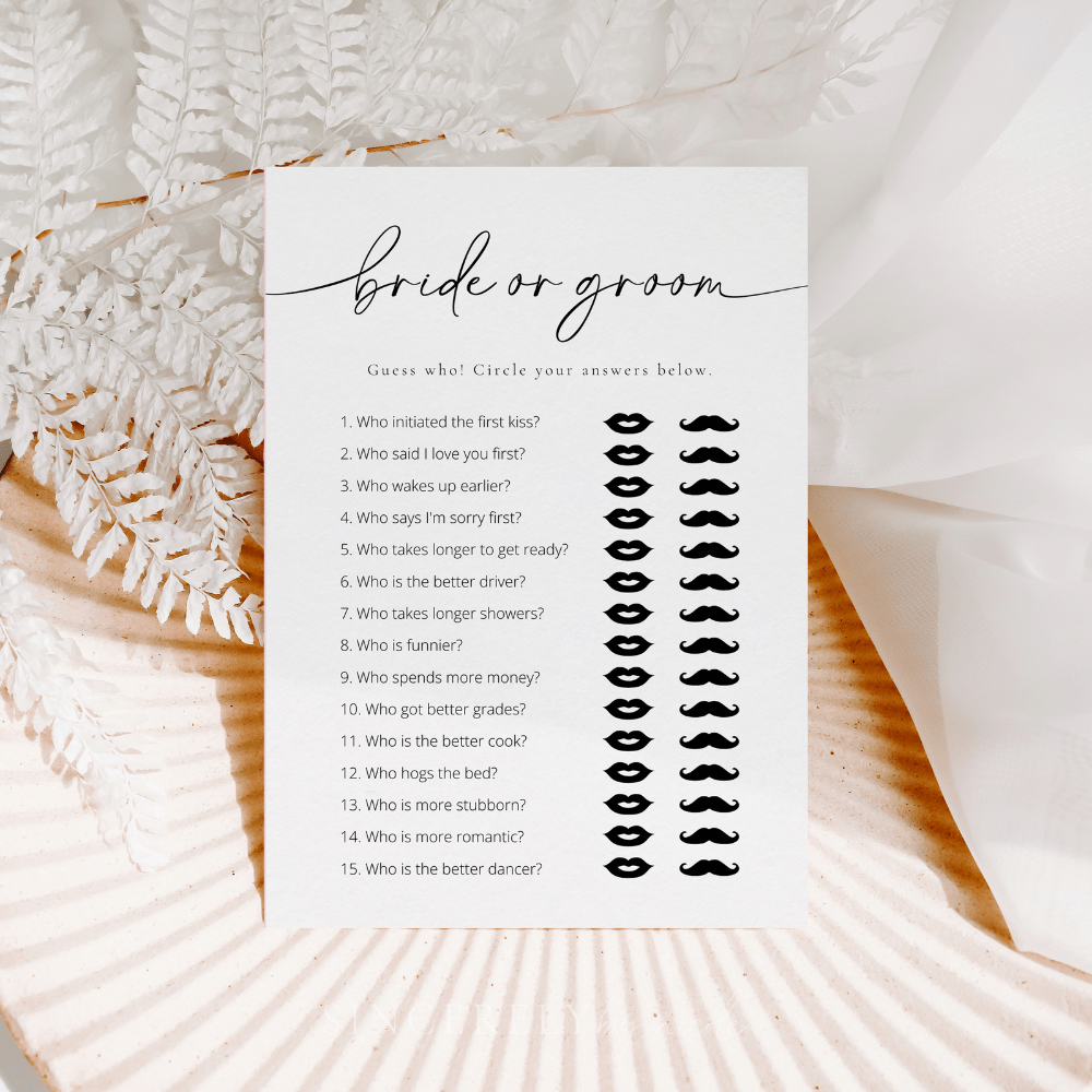 Modern Bride Or Groom Bridal Shower Game - SincerelyByNicole