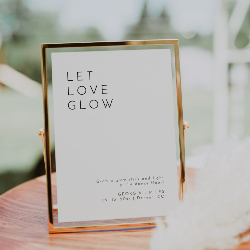 Modern Minimalist Let Love Glow Wedding Send Off Sign | Canva Template | HARLOW - SincerelyByNicole