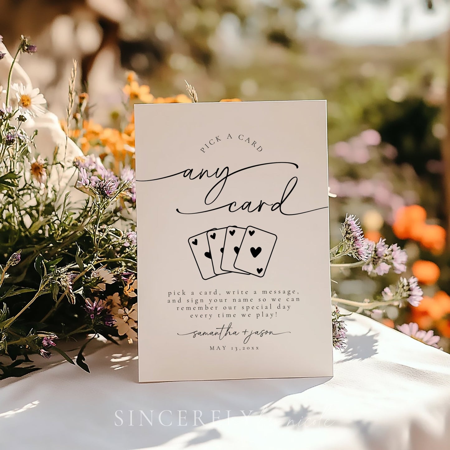 Modern Minimalist Pick A Card Wedding Guestbook Sign - SincerelyByNicole