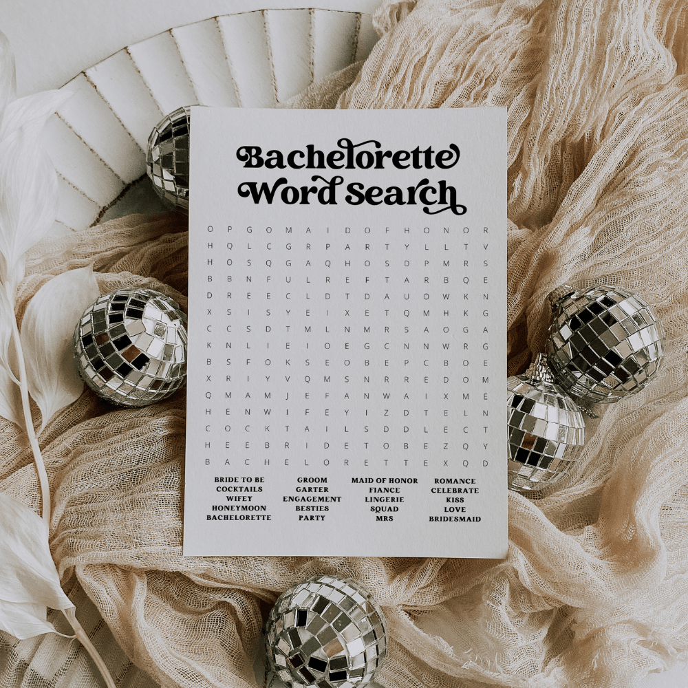 Retro Bachelorette Word Search - SincerelyByNicole
