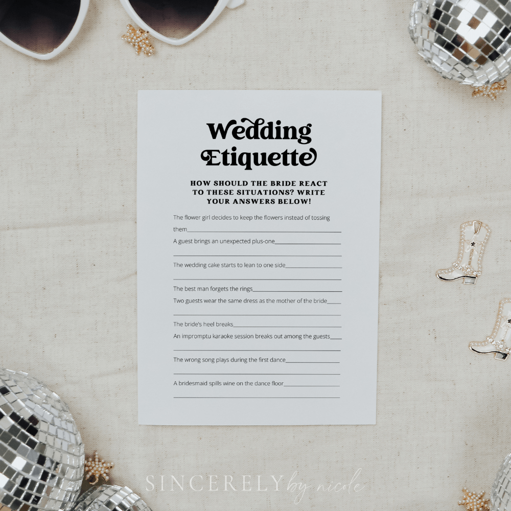 Retro Bridal Shower Wedding Etiquette Game - SincerelyByNicole