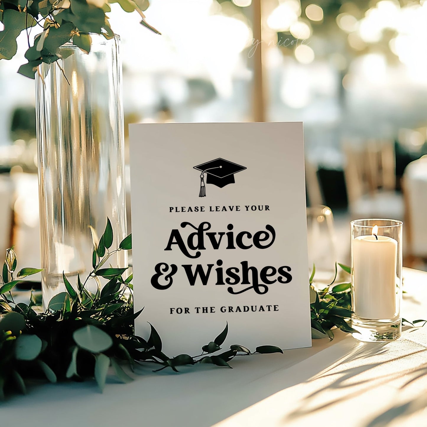Retro Graduation Advice and Wishes Sign - SincerelyByNicole