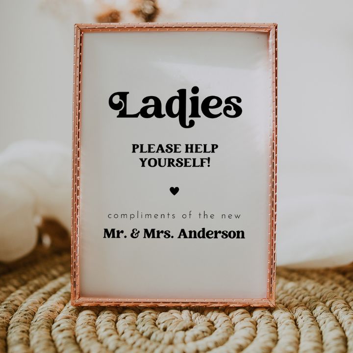 Retro Ladies Bathroom Basket Sign Template Editable In Canva CHARLI - SincerelyByNicole
