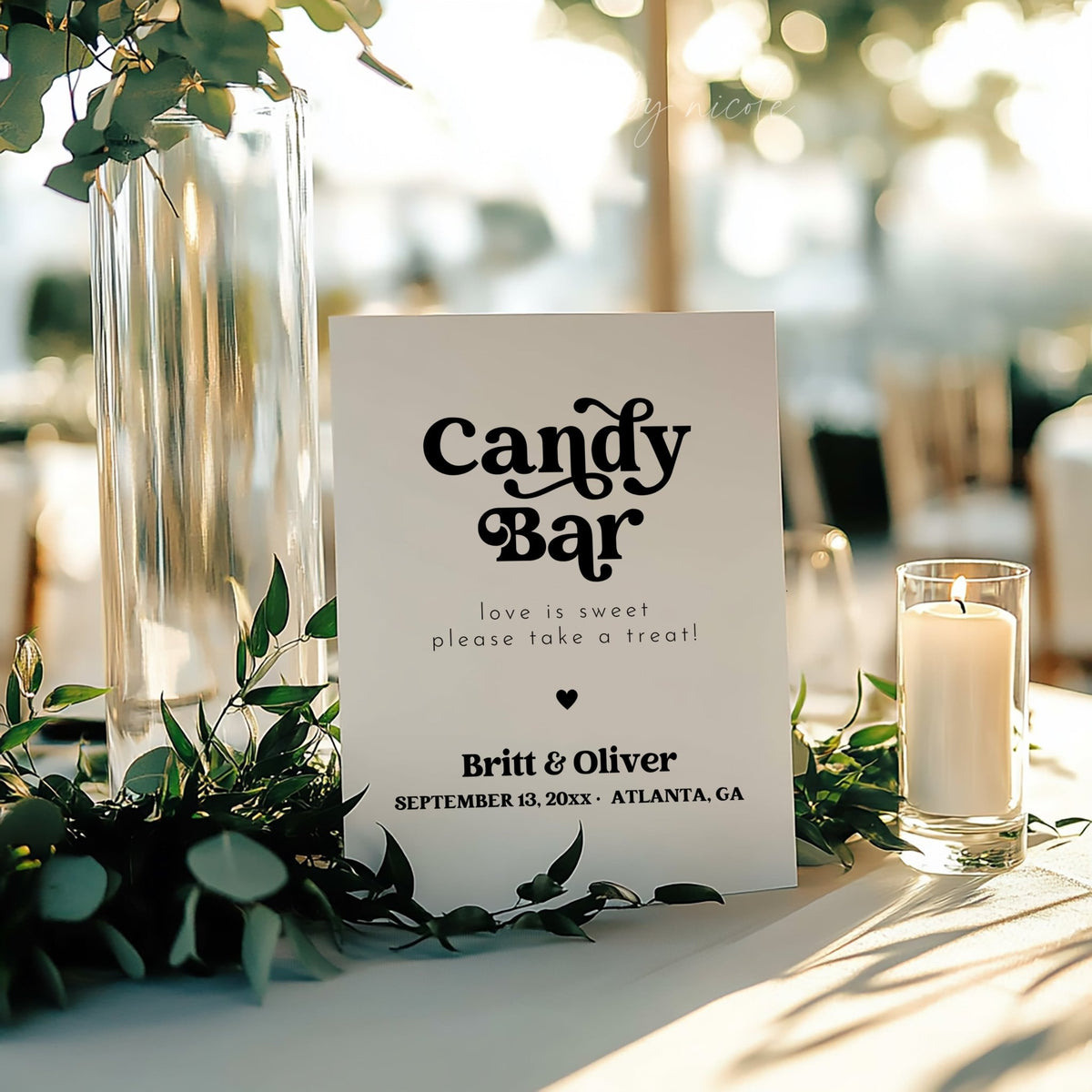 Retro Wedding Love Is Sweet Please Take A Treat Wedding Sign - SincerelyByNicole