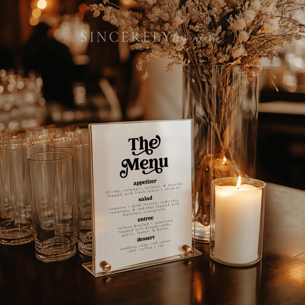 Retro Wedding Menu Tabletop Sign - SincerelyByNicole