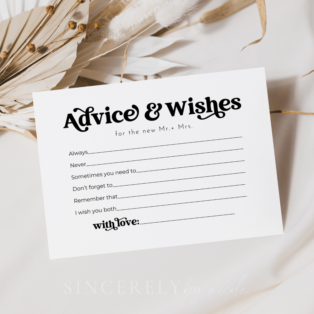 Retro Wedding Newlywed Advice and Well Wishes Cards - SincerelyByNicole