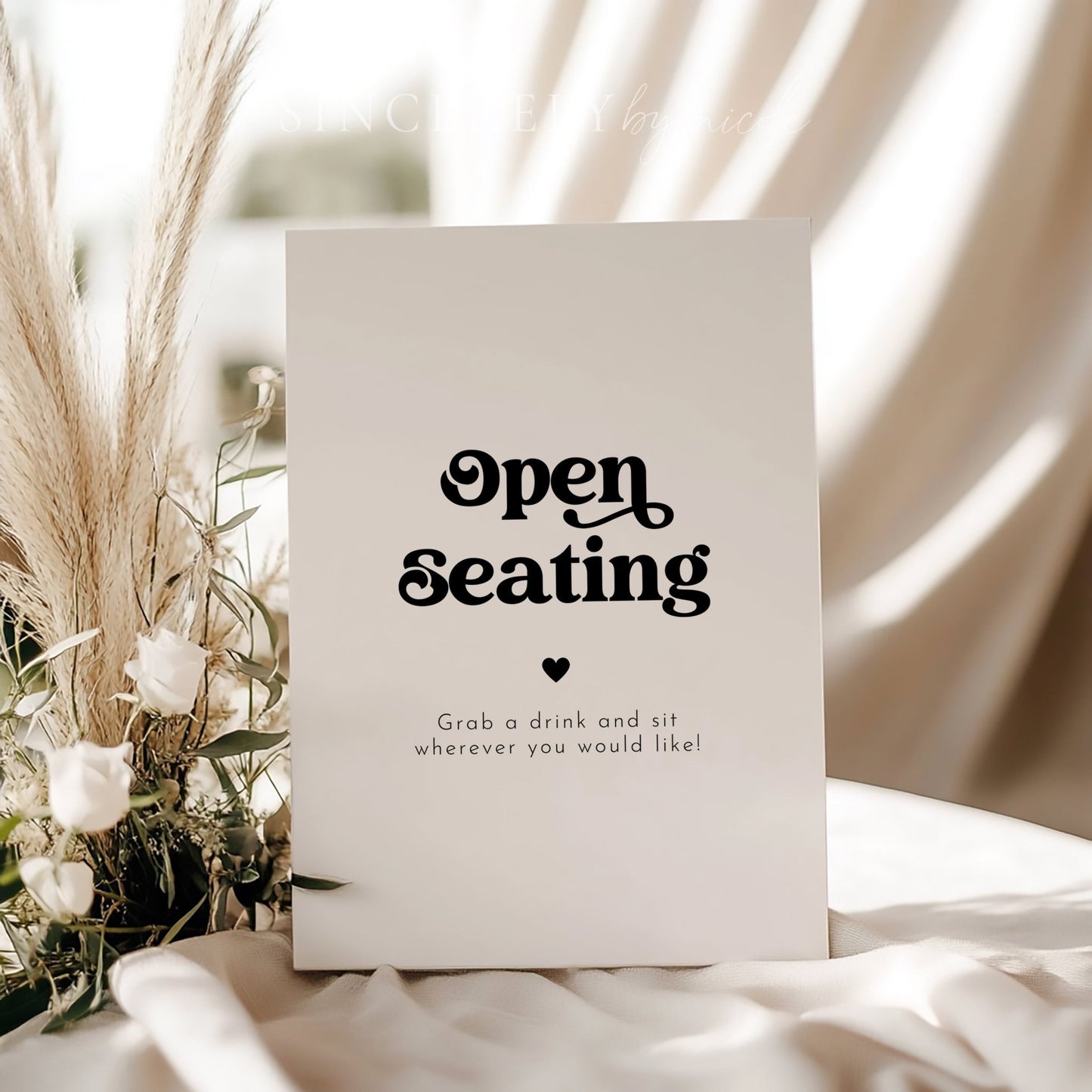 Retro Wedding Open Seating Table Sign - SincerelyByNicole