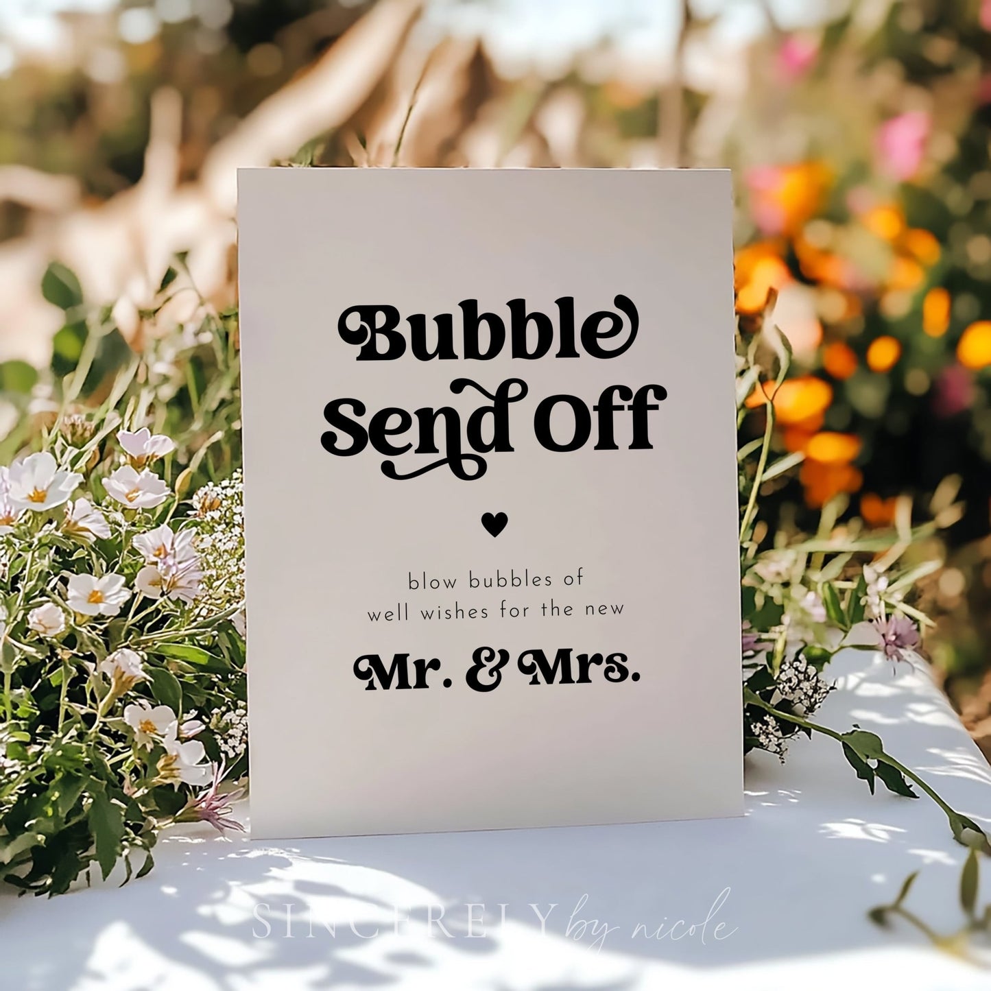 Retro Wedding Sign Bubble Send Off Newlywed Send Off Sign - SincerelyByNicole