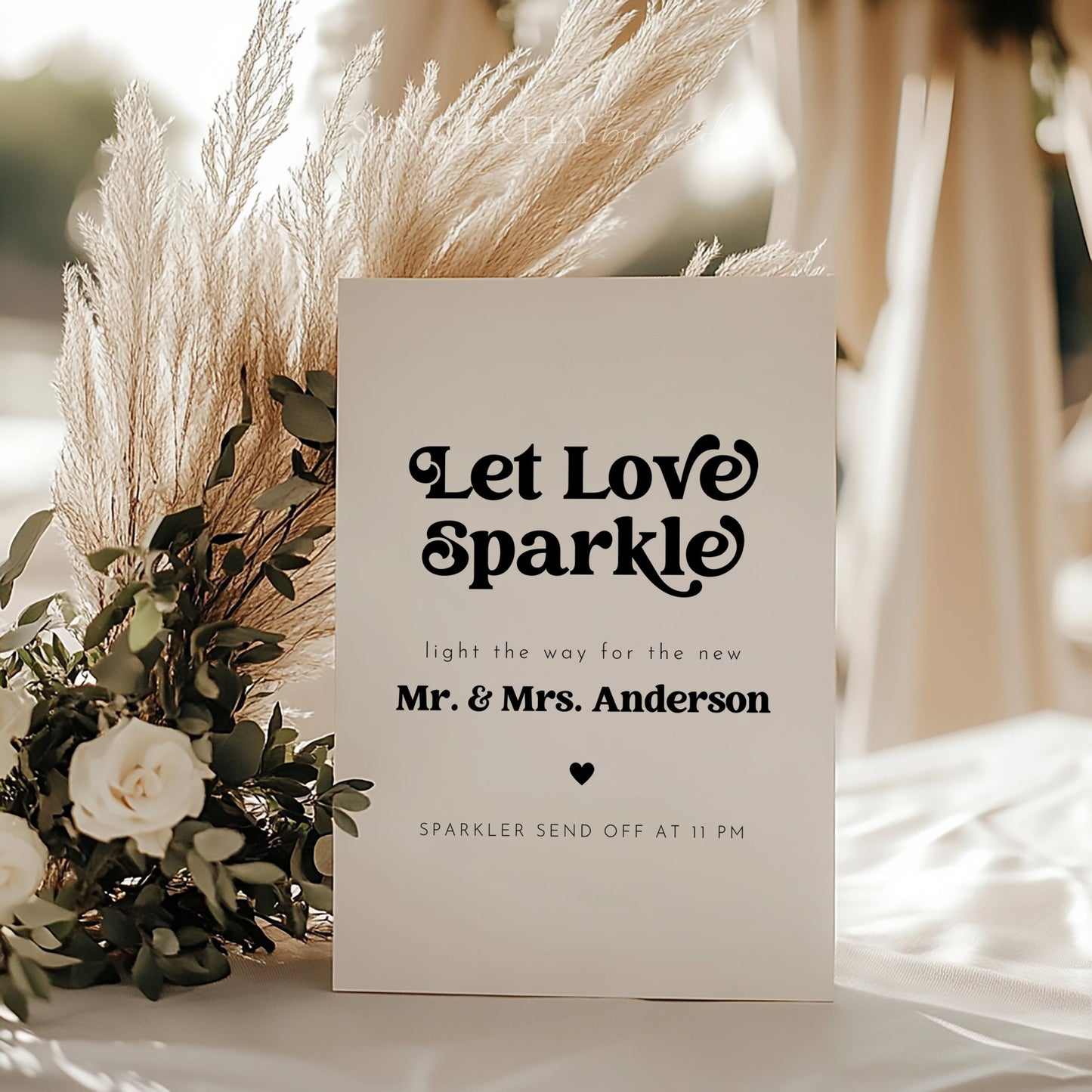Retro Wedding Sign Newlywed Send Off Reception Sign Let Love Sparkle - SincerelyByNicole