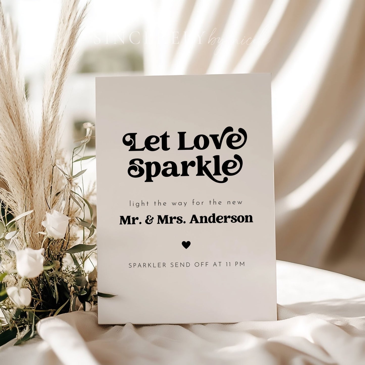 Retro Wedding Sign Newlywed Send Off Reception Sign Let Love Sparkle - SincerelyByNicole