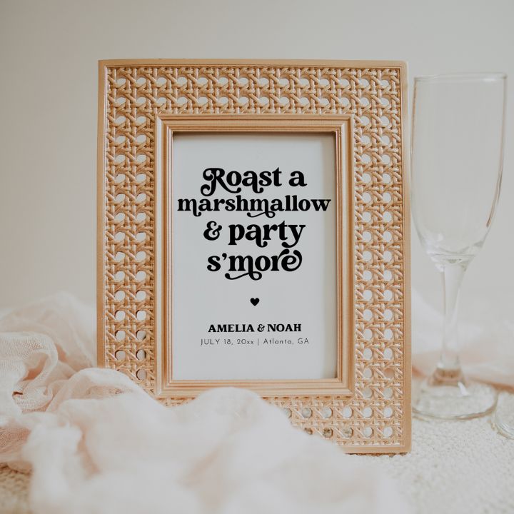 Retro Wedding S'mores Station Dessert Bar Sign Editable In Canva CHARLI - SincerelyByNicole