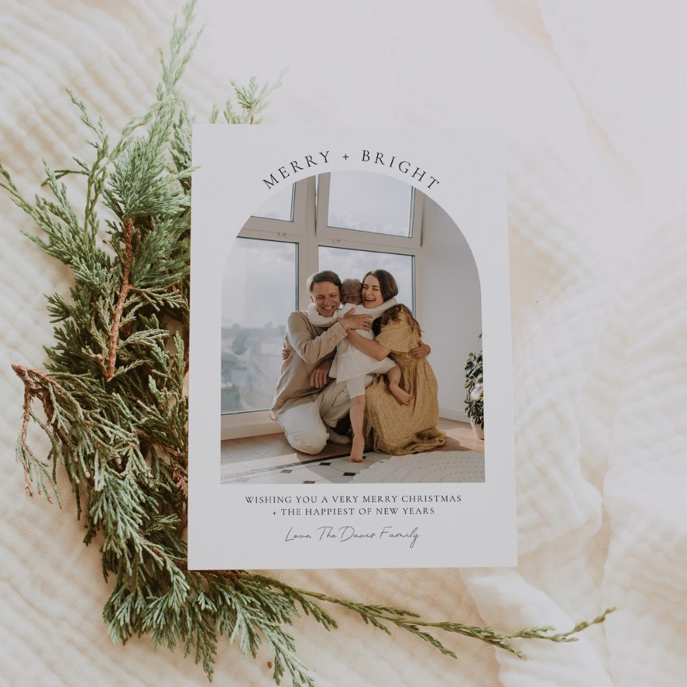 Simple Elegant Arch Photo Christmas Card Template - SincerelyByNicole