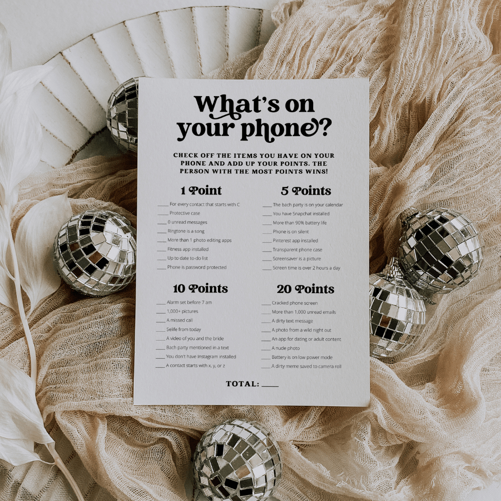 What's On Your Phone Bachelorette Party Game - SincerelyByNicole
